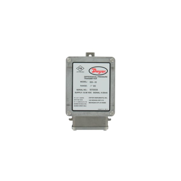 Differential pressure transmitter, range 0.5-0-0.5" w.c.